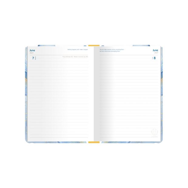 2027 Calendar Year Diary/Planner - 12 Month A5 Day to Page Diary - Hard Cover in Water Colour - Upward Fashion Range