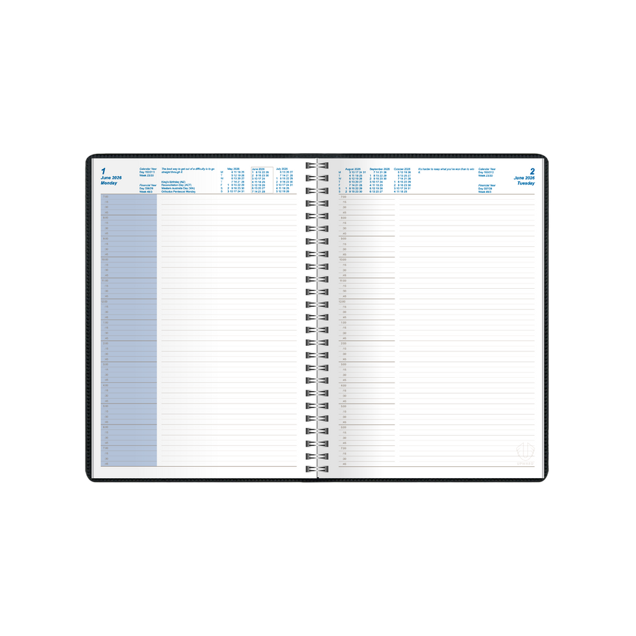 Upward - Superior 7231, 12 Month 2026 Calendar Year Planner, Day to Page Diary, A5 Wiro Bound