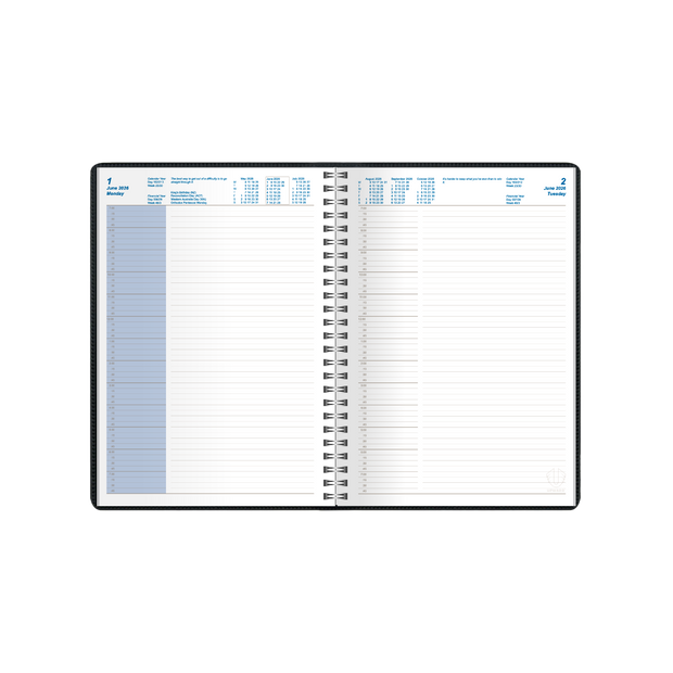 Upward - Superior 7231, 12 Month 2026 Calendar Year Planner, Day to Page Diary, A5 Wiro Bound