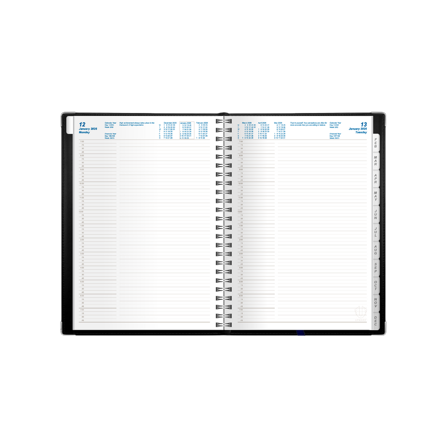 Upward - Deluxe 7242, 12 Month 2026 Calendar Year Planner, Day to Page Diary, A5 Wiro Bound