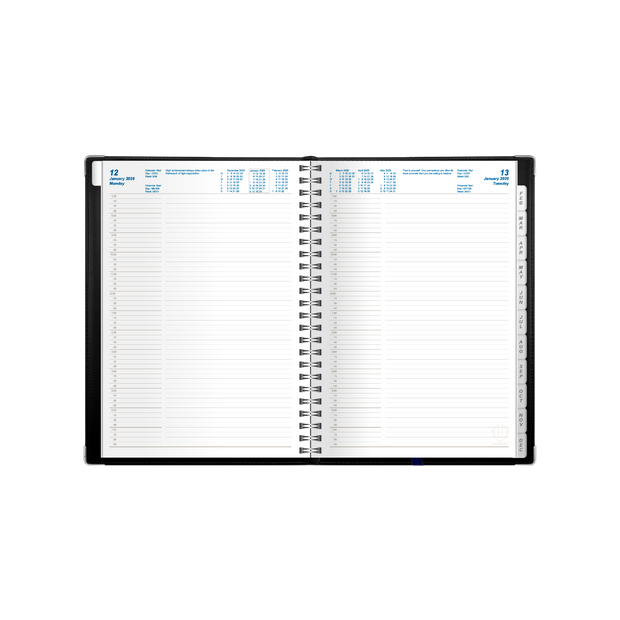 Upward - Deluxe 7242, 12 Month 2026 Calendar Year Planner, Day to Page Diary, A5 Wiro Bound