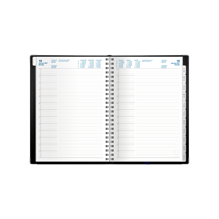 2027 Calendar Year Diary/Planner - 12 Month A5 Day to Page Diary - Wiro Bound - Upward Deluxe Range