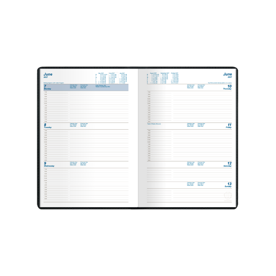 2027 Calendar Year Diary/Planner - 12 Month A5 Week to View Diary - Case Bound - Upward Standard Range