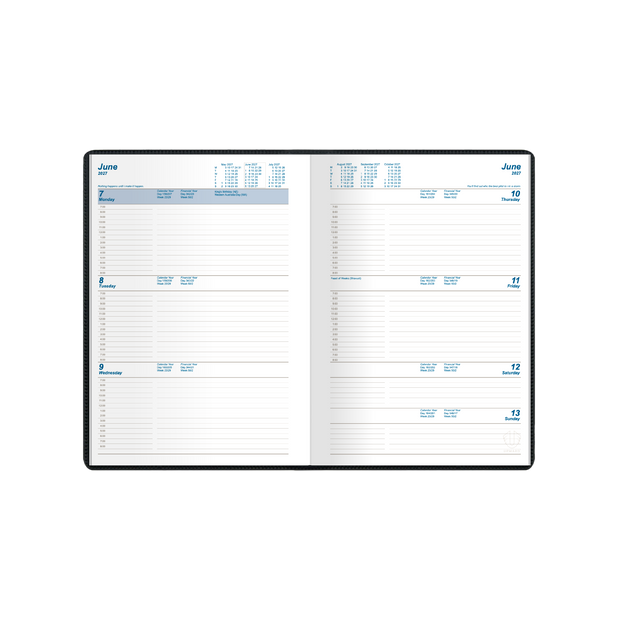 2027 Calendar Year Diary/Planner - 12 Month A5 Week to View Diary - Case Bound - Upward Standard Range