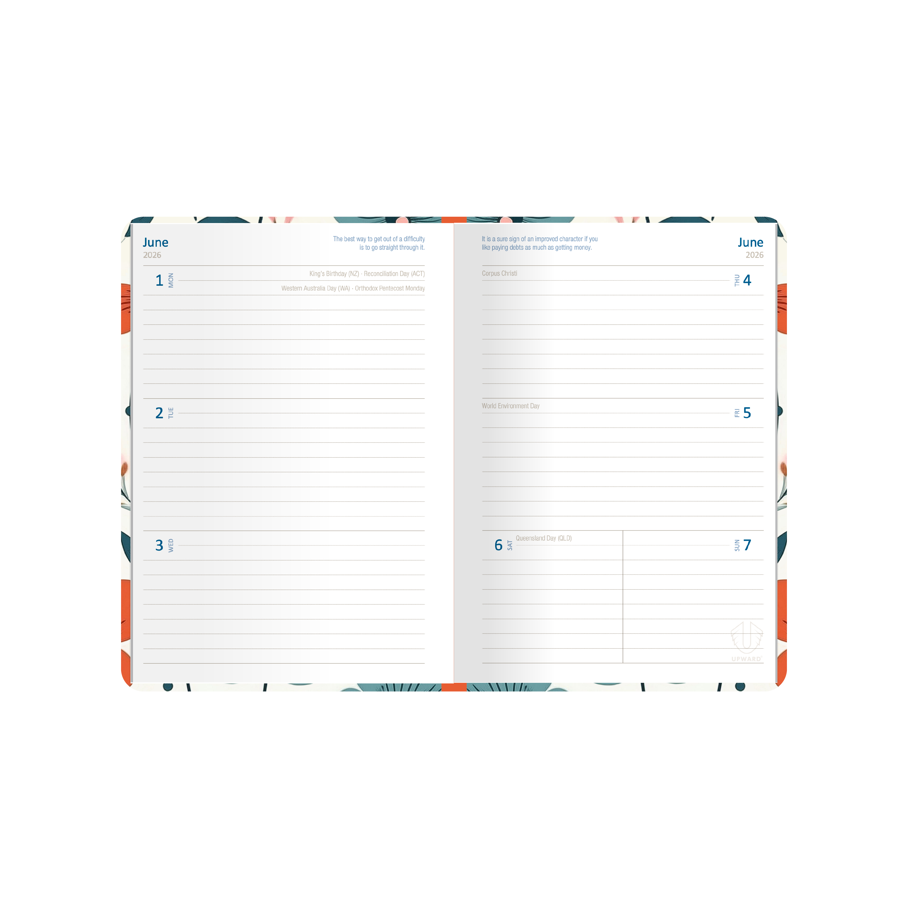 Upward - Fashion 7426, 12 Month 2026 Calendar Year Planner, Week to View Diary, A5 Case Bound