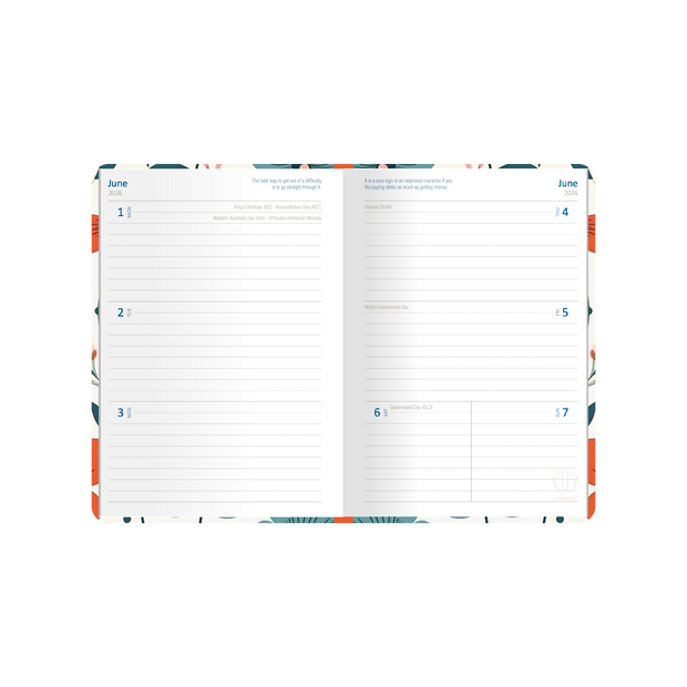 Upward - Fashion 7426, 12 Month 2026 Calendar Year Planner, Week to View Diary, A5 Case Bound