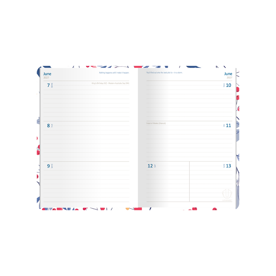 2027 Calendar Year Diary/Planner - 12 Month A5 Week to View Diary - Hard Cover in Little Fruit - Upward Fashion Range