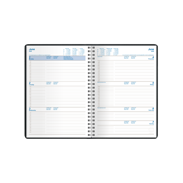 Upward - Superior 7431, 12 Month 2026 Calendar Year Planner, Week to View Diary, A5 Wiro Bound