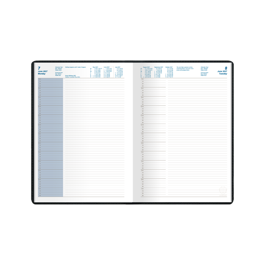 2027 Calendar Year Diary/Planner - 12 Month B5 Day to Page Diary - Case Bound - Upward Standard Range