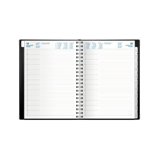 2027 Calendar Year Diary/Planner - 12 Month B5 Day to Page Diary - Wiro Bound - Upward Deluxe Range