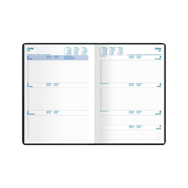 Upward - Standard 8421, 12 Month 2026 Calendar Year Planner, Week to View Diary, B5 Case Bound