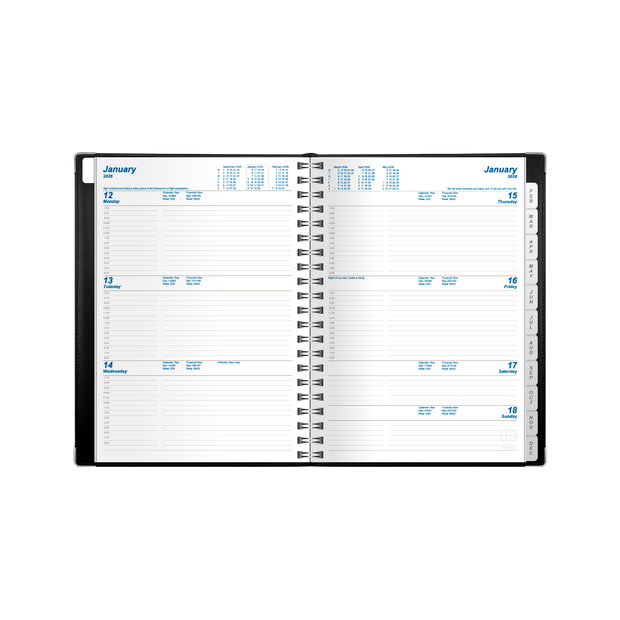 Upward - Deluxe 8442, 12 Month 2026 Calendar Year Planner, Week to View Diary, B5 Wiro Bound