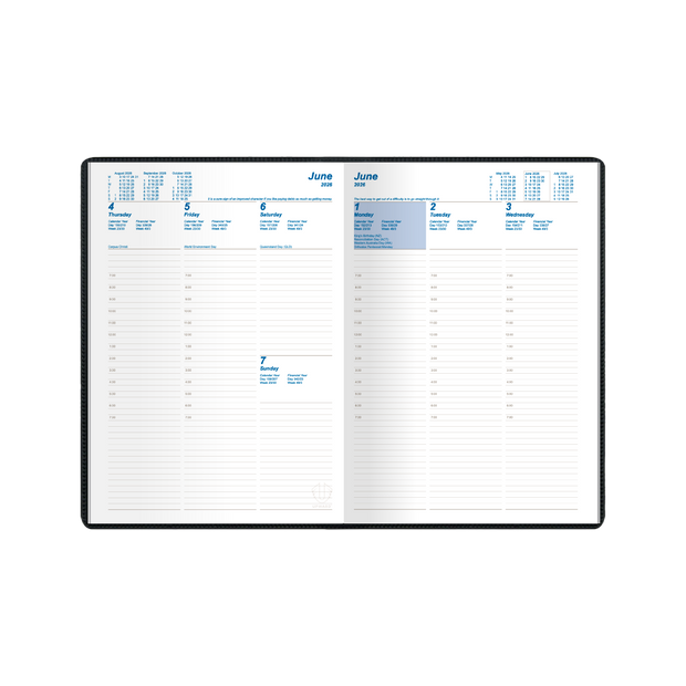 Upward - Standard 8521, 12 Month 2026 Calendar Year Planner, Vertical Week to View Diary, B5 Case Bound
