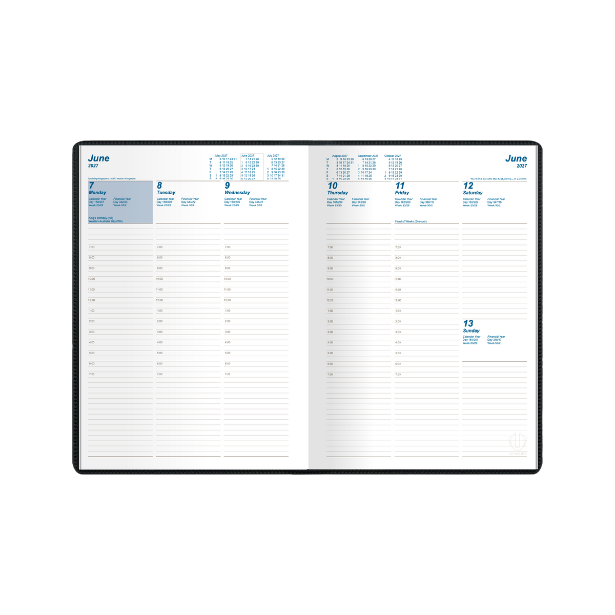2027 Calendar Year Diary/Planner - 12 Month B5 Week to View Diary - Case Bound - Upward Standard Range