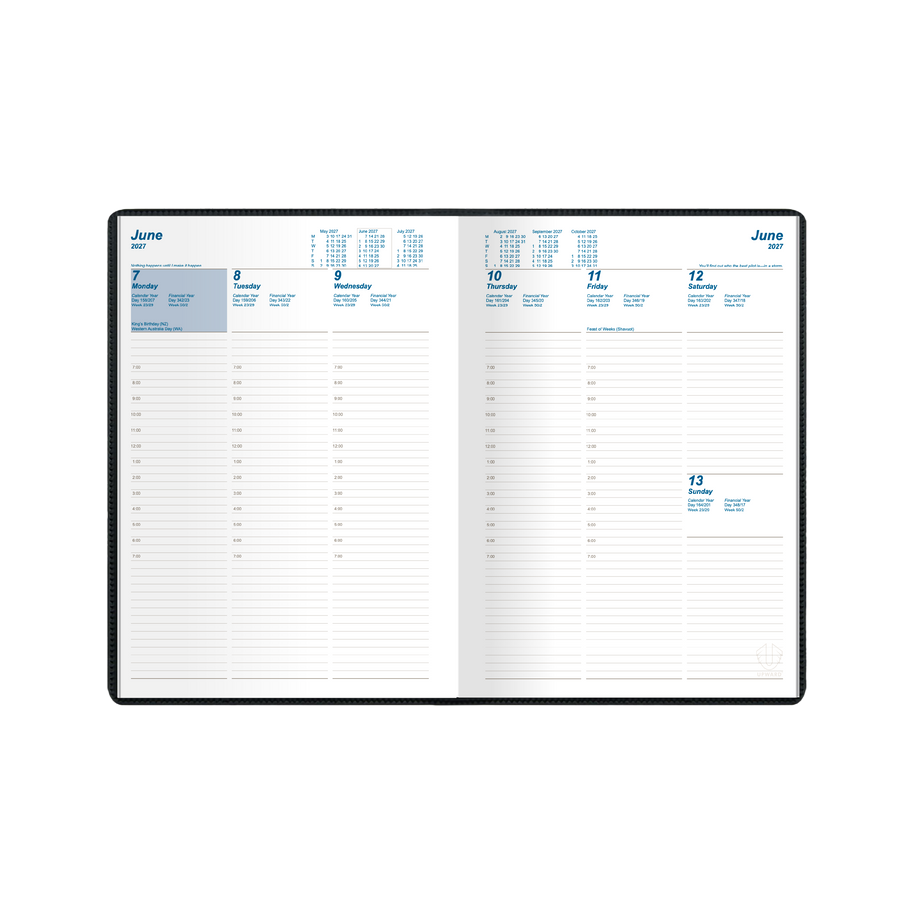 2027 Calendar Year Diary/Planner - 12 Month B5 Week to View Diary - Case Bound - Upward Standard Range