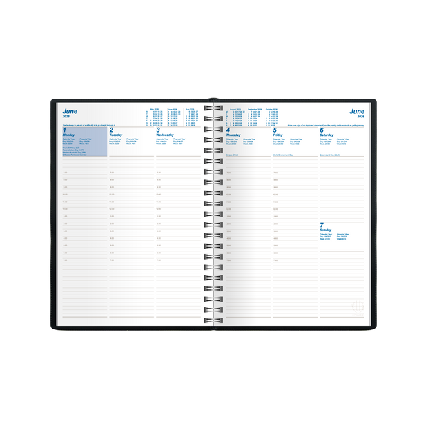 Upward - Superior 8531, 12 Month 2026 Calendar Year Planner, Week to View Diary, B5 Wiro Bound