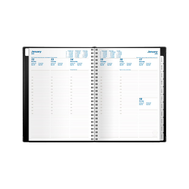 Upward - Deluxe 8542, 12 Month 2026 Calendar Year Planner, Vertical Week to View Diary, B5 Wiro Bound
