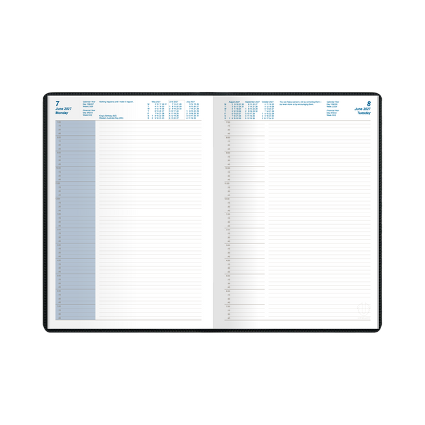 2027 Calendar Year Diary/Planner - 12 Month A4 Day to Page Diary - Case Bound - Upward Standard Range
