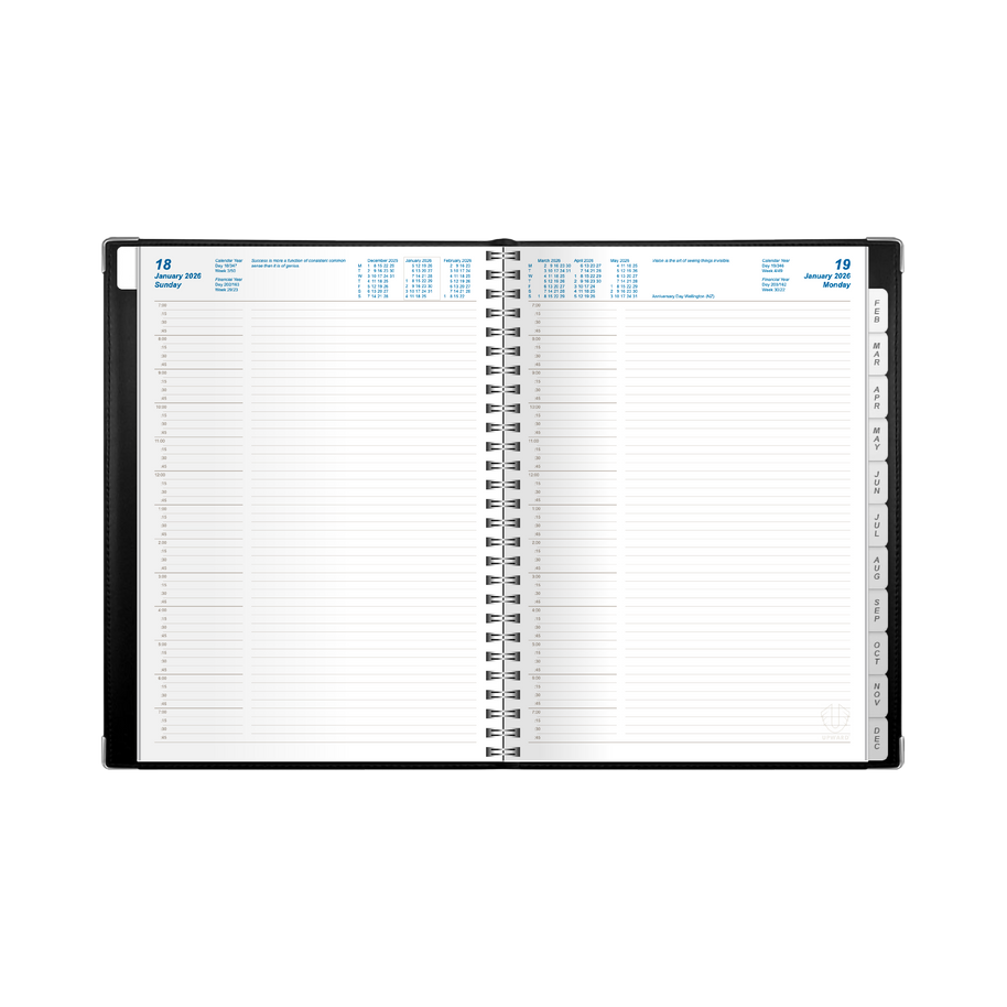 Upward - Deluxe 9242, 12 Month 2026 Calendar Year Planner, Day to Page Diary, A4 Wiro Bound