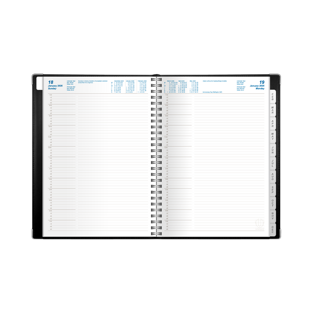 Upward - Deluxe 9242, 12 Month 2026 Calendar Year Planner, Day to Page Diary, A4 Wiro Bound