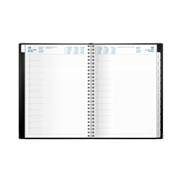 2027 Calendar Year Diary/Planner - 12 Month A4 Day to Page Diary - Wiro Bound - Upward Deluxe Range