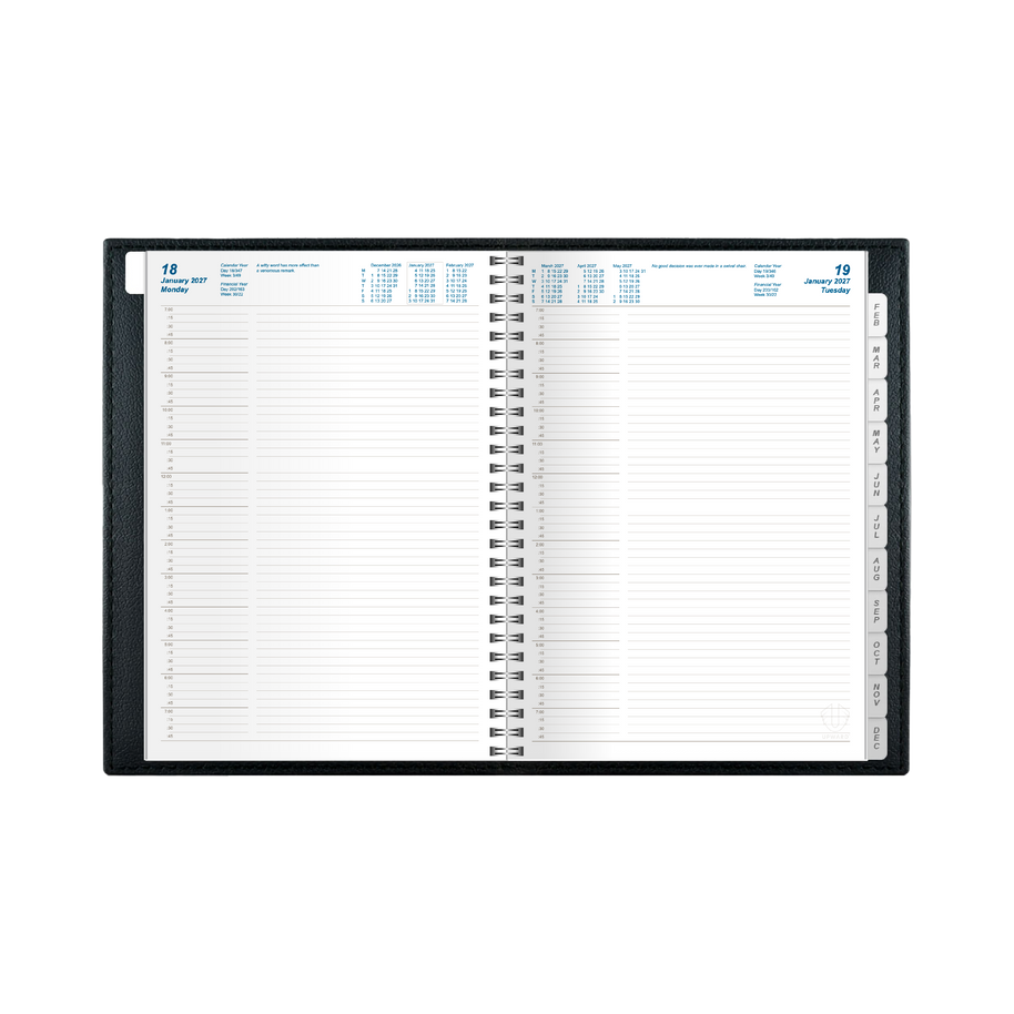 2027 Calendar Year Diary/Planner - 12 Month A4 Day to Page Diary - Wiro Bound - Upward Nobel Range