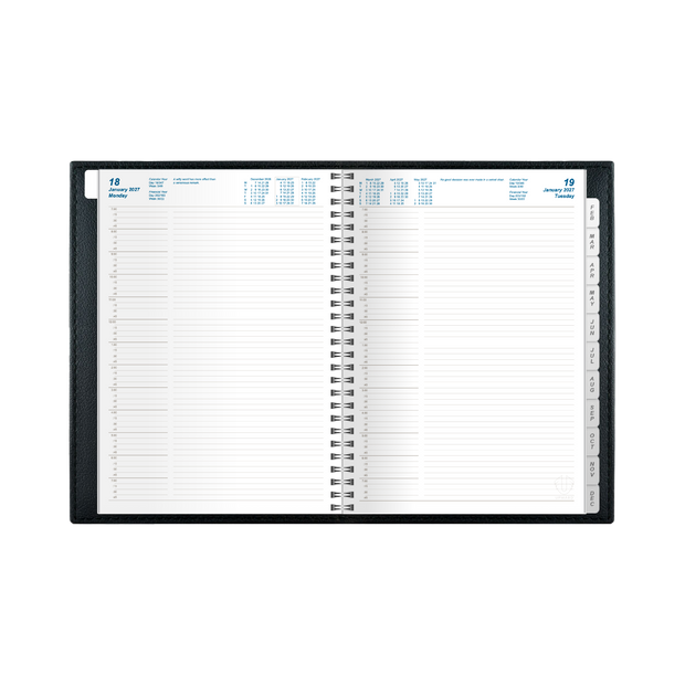 2027 Calendar Year Diary/Planner - 12 Month A4 Day to Page Diary - Wiro Bound - Upward Nobel Range