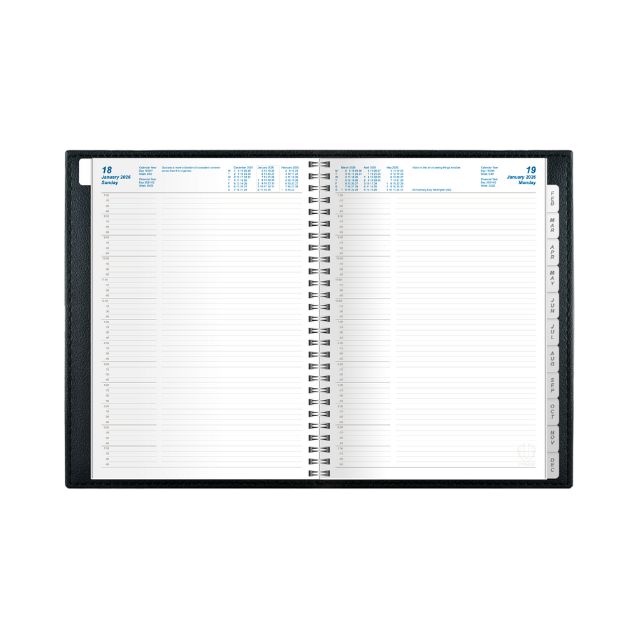Upward - Nobel 9243, 12 Month 2026 Calendar Year Planner, Day to Page Diary, A4 Wiro Bound