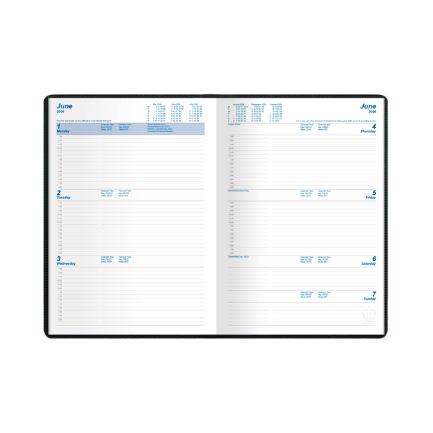 Upward - Standard 9421, 12 Month 2026 Calendar Year Planner, Week to View Diary, A4 Case Bound