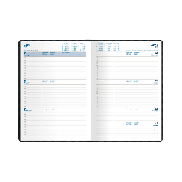 2027 Calendar Year Diary/Planner - 12 Month A4 Week to View Diary - Case Bound - Upward Standard Range