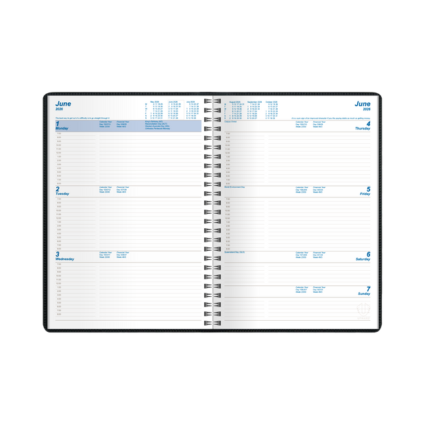 Upward - Superior 9431, 12 Month 2026 Calendar Year Planner, Week to View Diary, A4 Wiro Bound