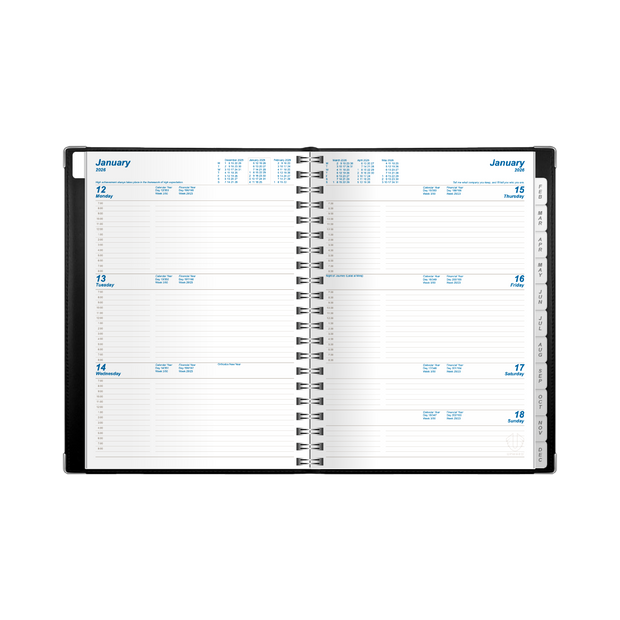Upward - Deluxe 9442, 12 Month 2026 Calendar Year Planner, Week to View Diary, A4 Wiro Bound