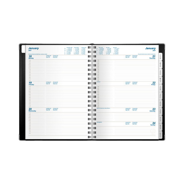 2027 Calendar Year Diary/Planner - 12 Month A4 Week to View Diary - Wiro Bound - Upward Deluxe Range