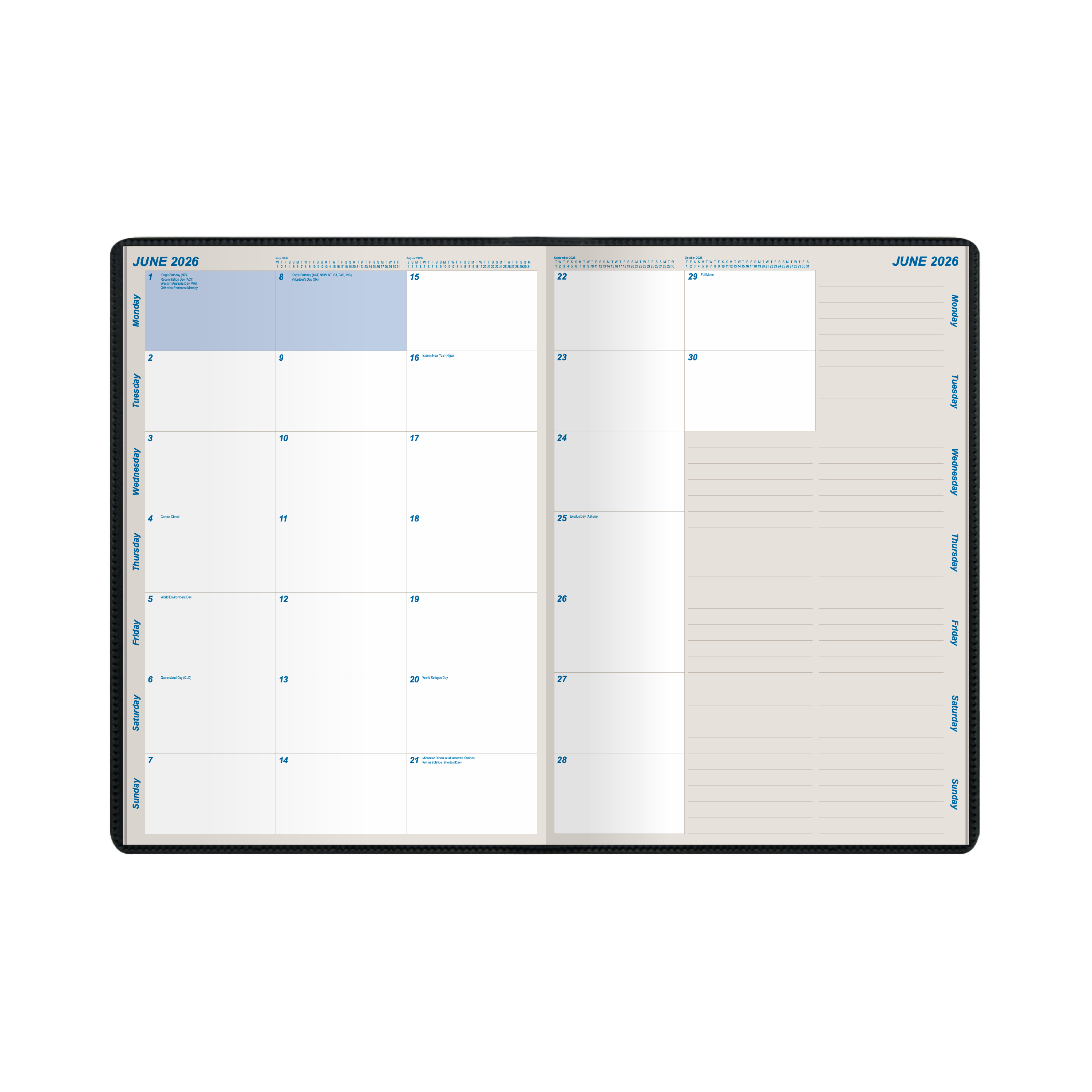 Upward - Planner 9751, 12 Month 2026 Calendar Year Planner, Month to View Diary, A4 Case Bound