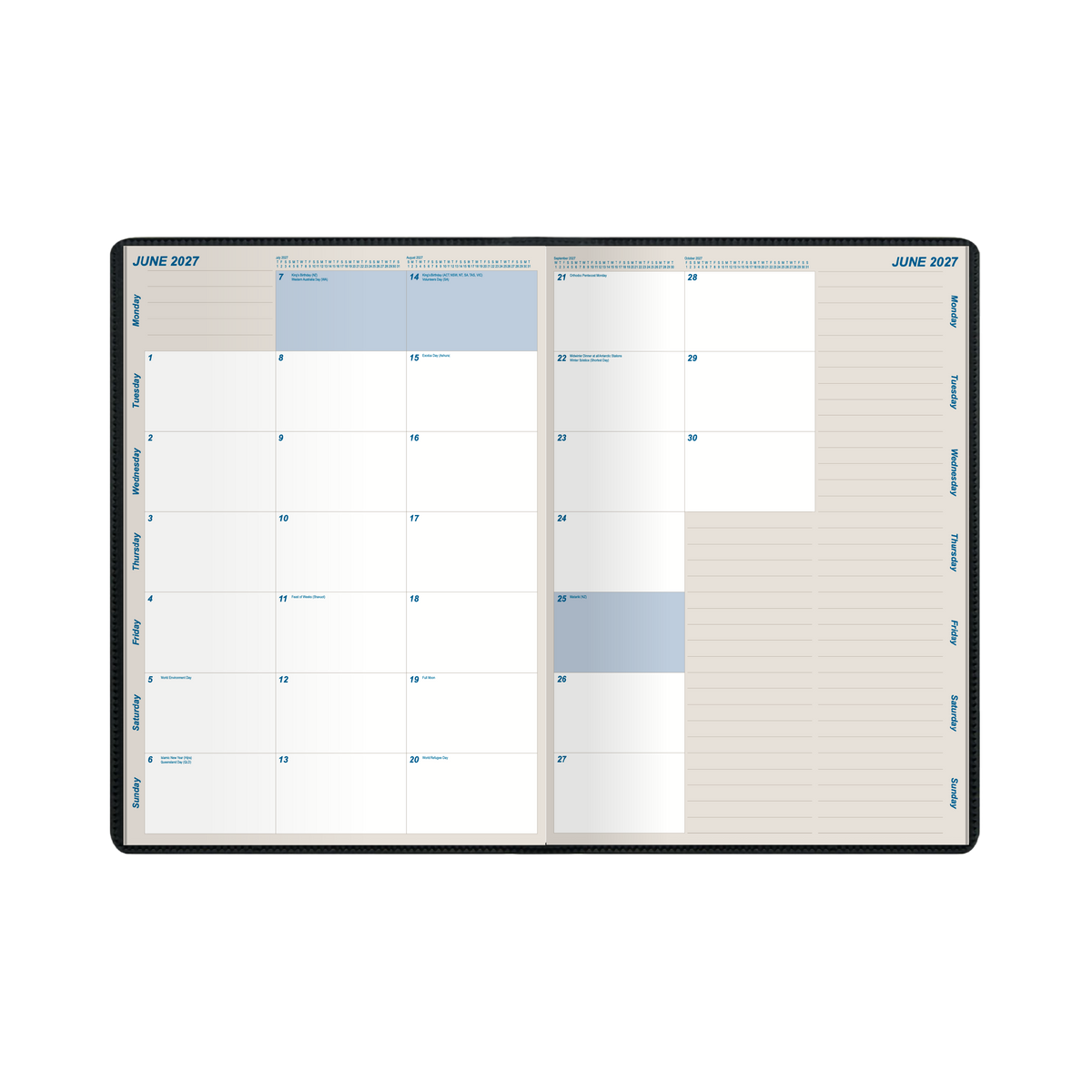 2027 Calendar Year Diary/Planner - 12 Month A4 Month to View Diary - Case Bound - Upward Planner Range
