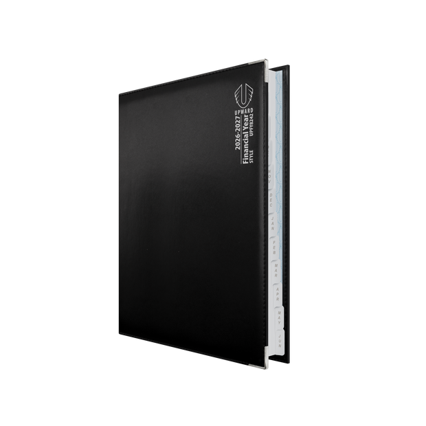 2026-2027 Financial Year Planner - 12 Month B5 Day to Page Diary - Hard Cover Leather Bound - Upward Deluxe Range