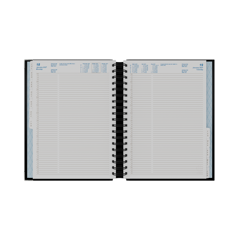 2026-2027 Financial Year Planner - 12 Month B5 Day to Page Diary - Hard Cover Leather Bound - Upward Deluxe Range