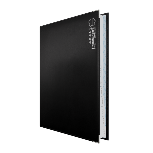 2026-2027 Financial Year Planner - 12 Month A4 Day to Page Diary - Hard Cover Leather Bound - Upward Deluxe Range