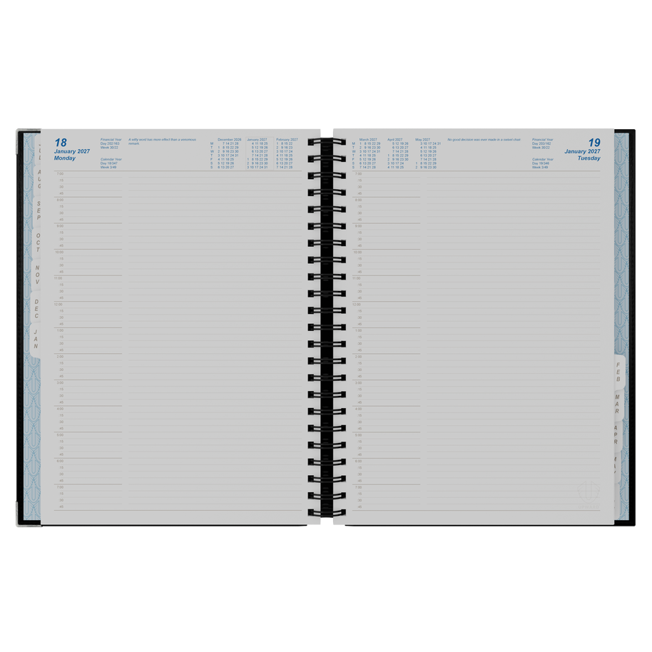 2026-2027 Financial Year Planner - 12 Month A4 Day to Page Diary - Hard Cover Leather Bound - Upward Deluxe Range