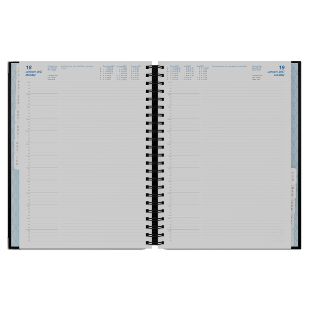 2026-2027 Financial Year Planner - 12 Month A4 Day to Page Diary - Hard Cover Leather Bound - Upward Deluxe Range