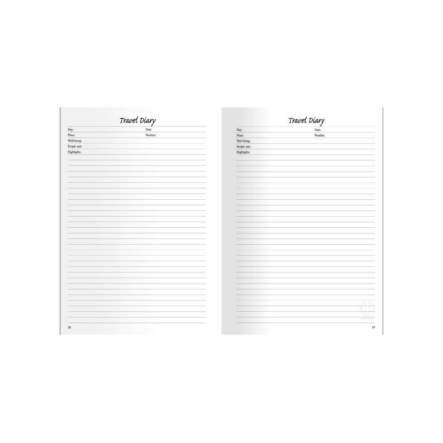 Upward - Travel Diary Planner, Undated, Day to Page, A5 Case Bound