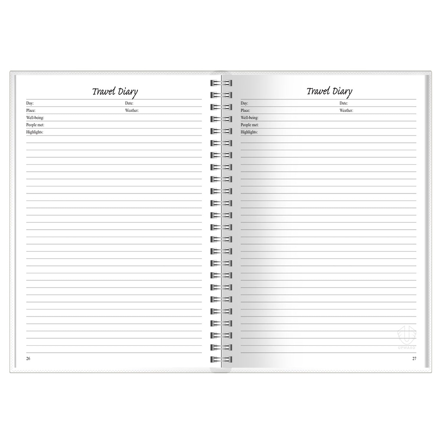 Upward - Travel Diary Planner, Undated, Day to Page, A5 Wiro Bound - Landmarks