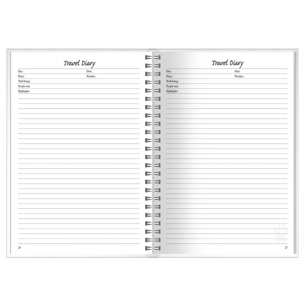 Upward - Travel Diary Planner, Undated, Day to Page, A5 Wiro Bound - Landmarks