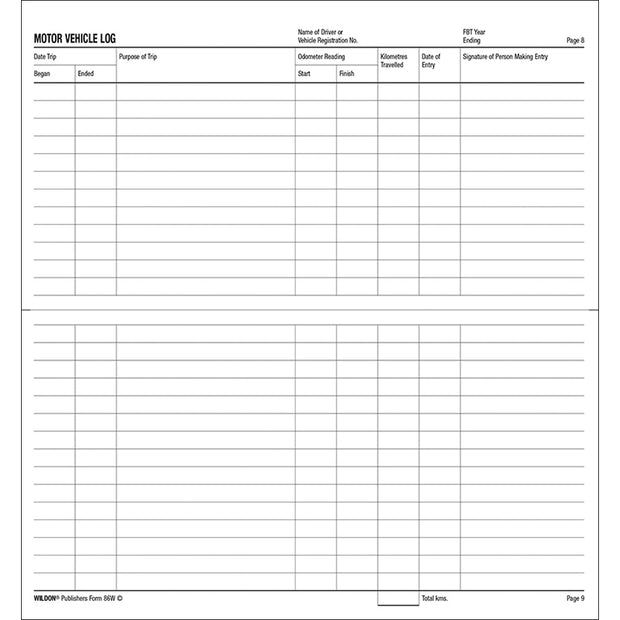 Wildon - Vehicle And Business Expenses Log Book, 210x105mm Landscape Soft Cover