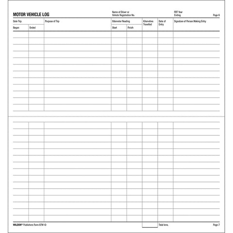 Wildon - Vehicle Log Book, 210x105mm Landscape Soft Cover