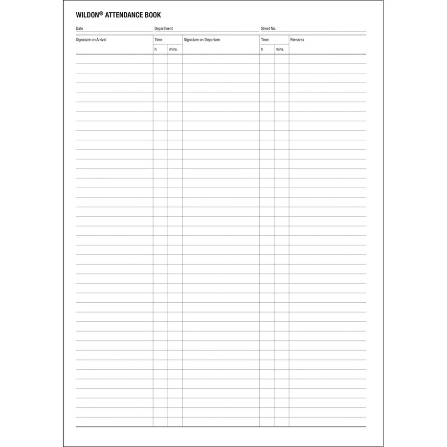 Wildon - Attendance Book 64 Page, A4 Soft Cover