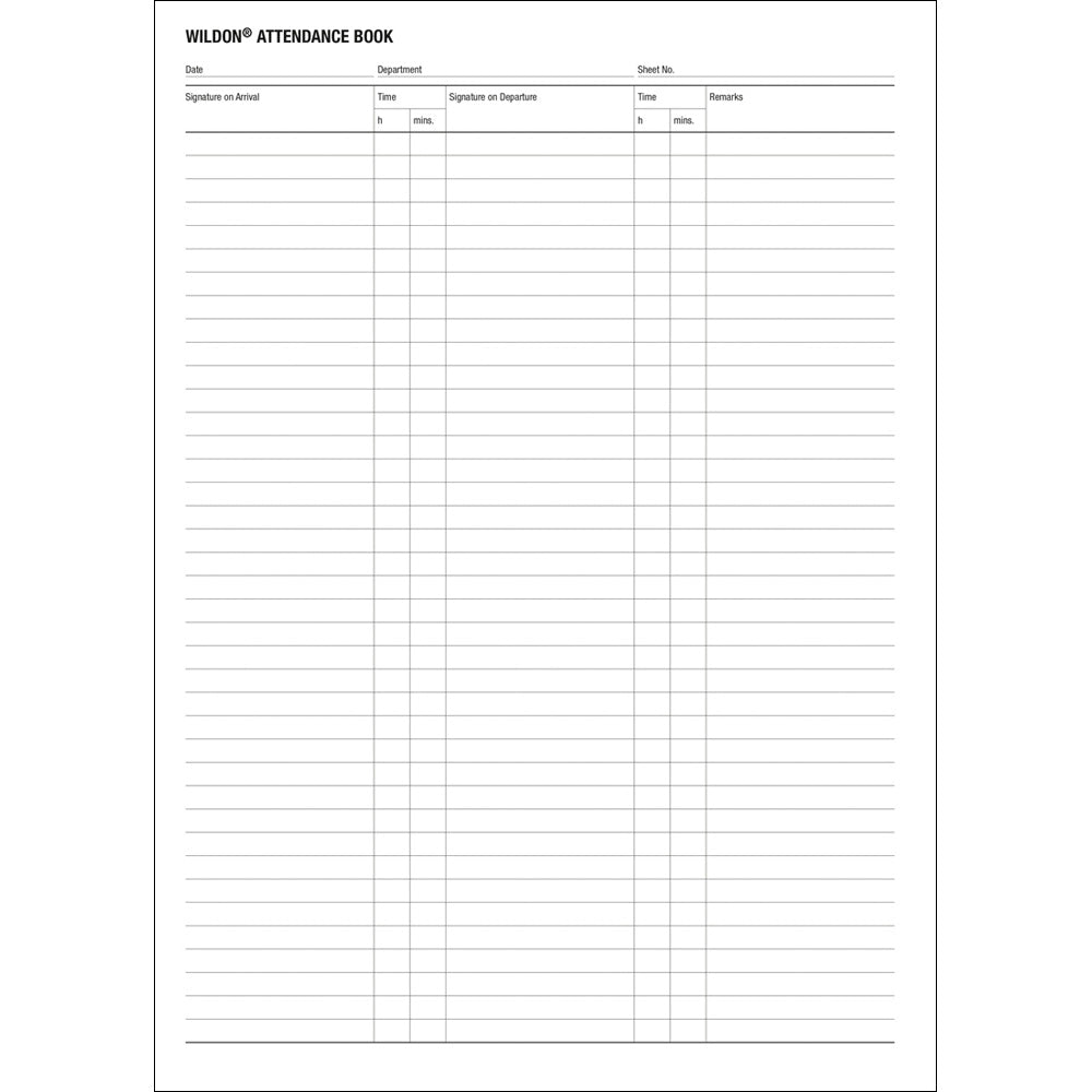 Wildon - Attendance Book 64 Page, A4 Soft Cover