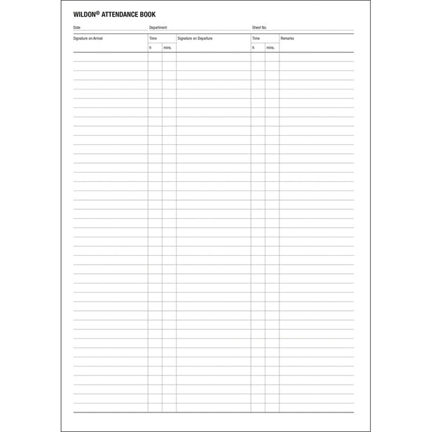 Wildon - Attendance Book 64 Page, A4 Soft Cover