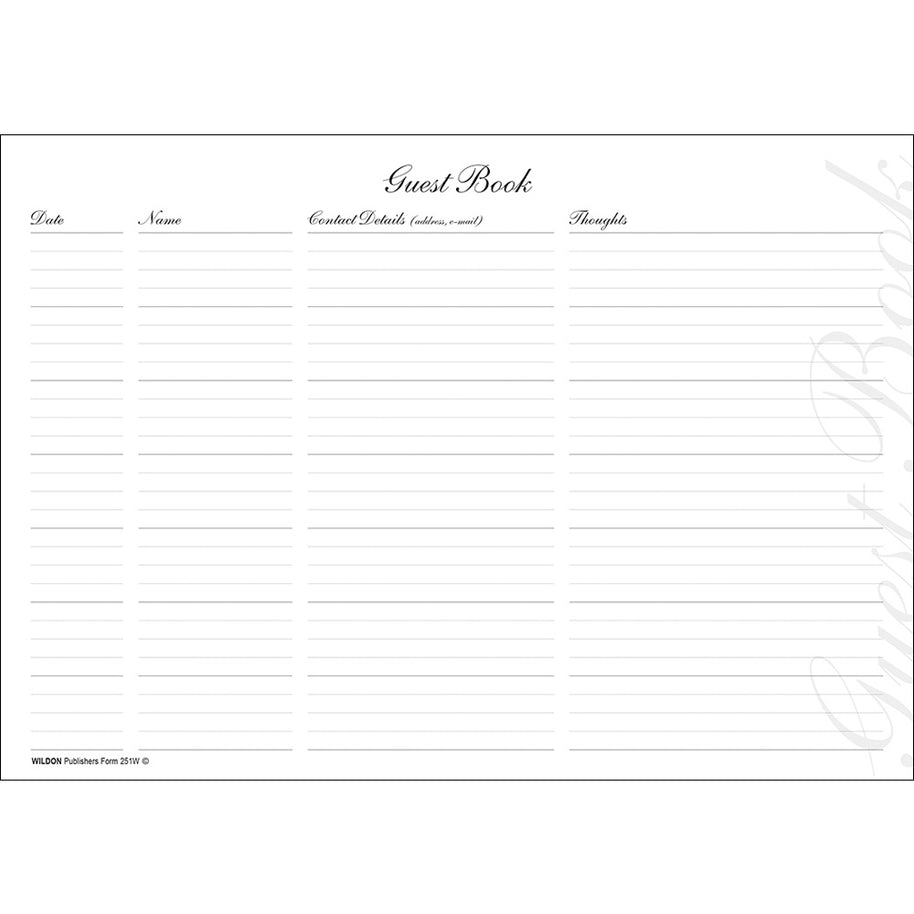 Wildon - Guest Book 56 Leaves, A4 Landscape Hard Cover