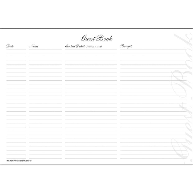 Wildon - Guest Book 56 Leaves, A4 Landscape Hard Cover